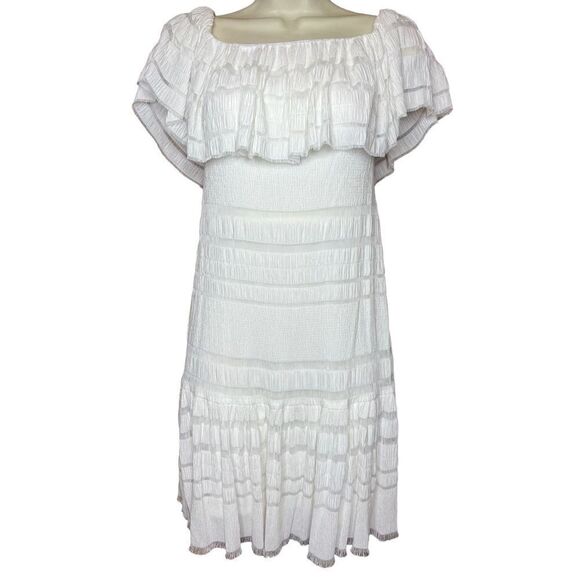 SHO Tonal Stripe Off-the-Shoulder Knit Short Dress Size XS NWT - Picture 7 of 13